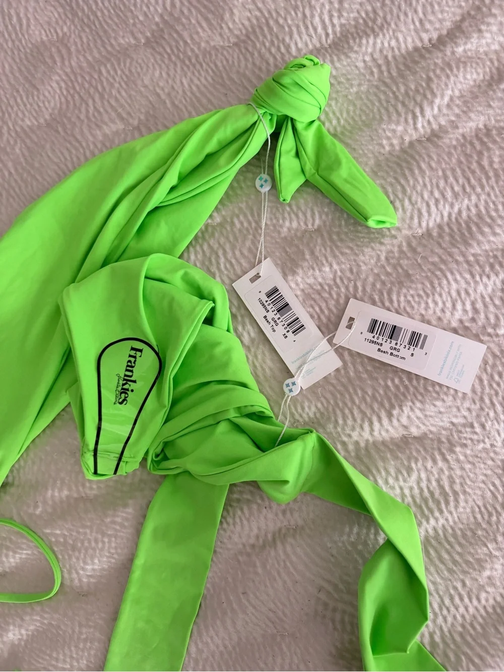 Frankie’s Bikinis Bash Set Lime Green Top XS Bottom S